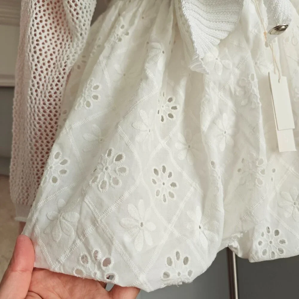 White Cotton Embroidered Skirt